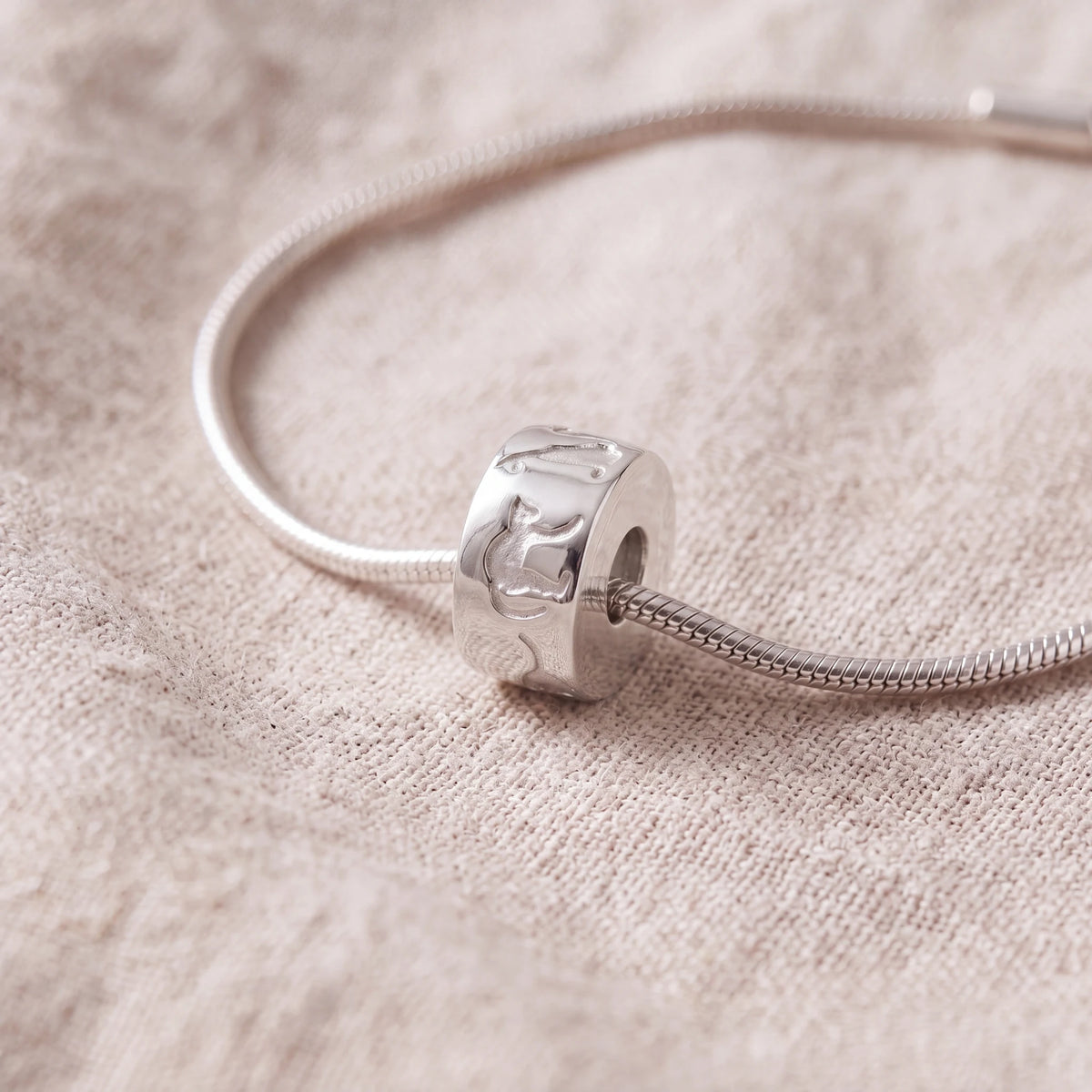 Self-fill-Round-Cat-Memorial-Ashes-Charm-Bead-On-Linen