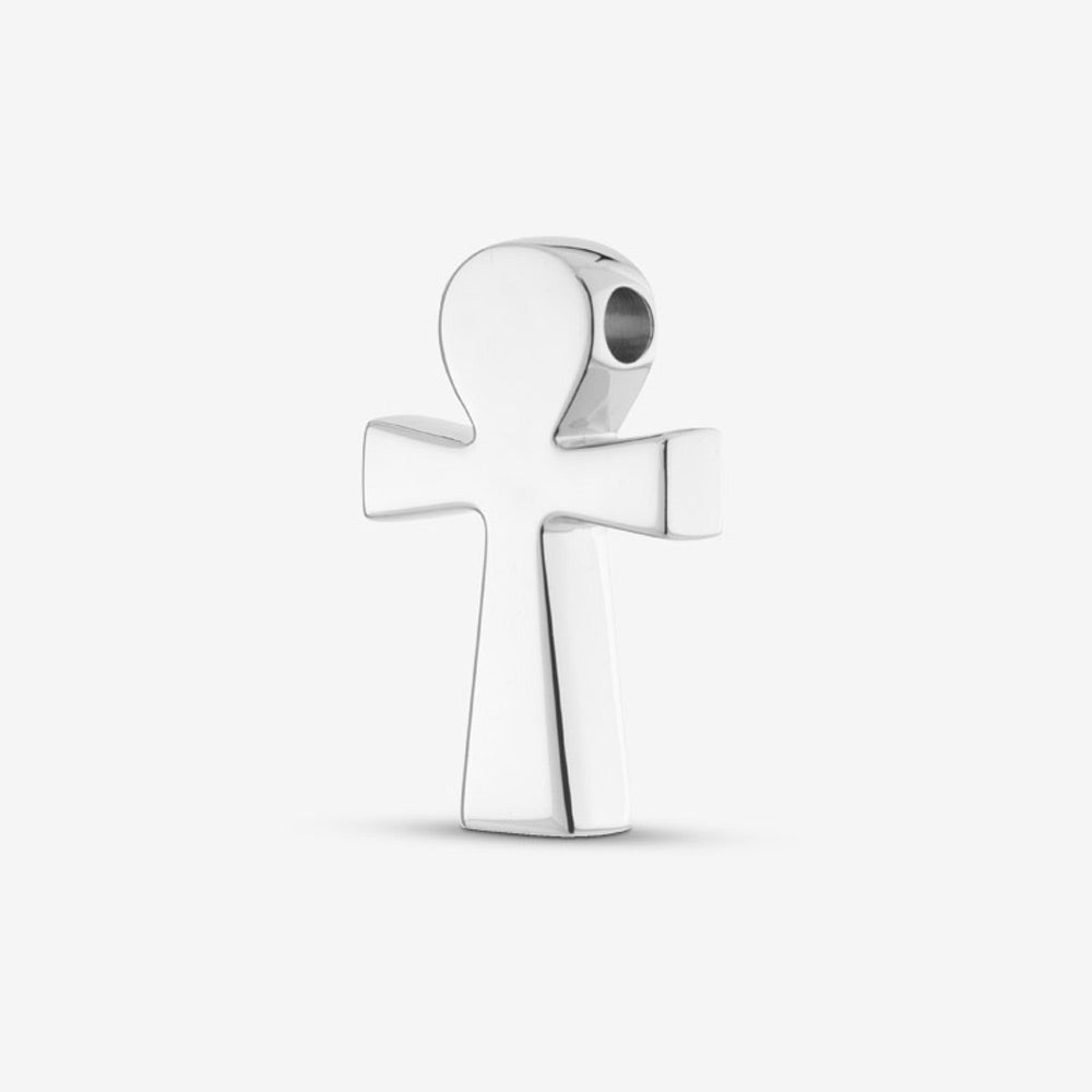Self fill Rounded Cross Memorial Ashes Pendant in Silver