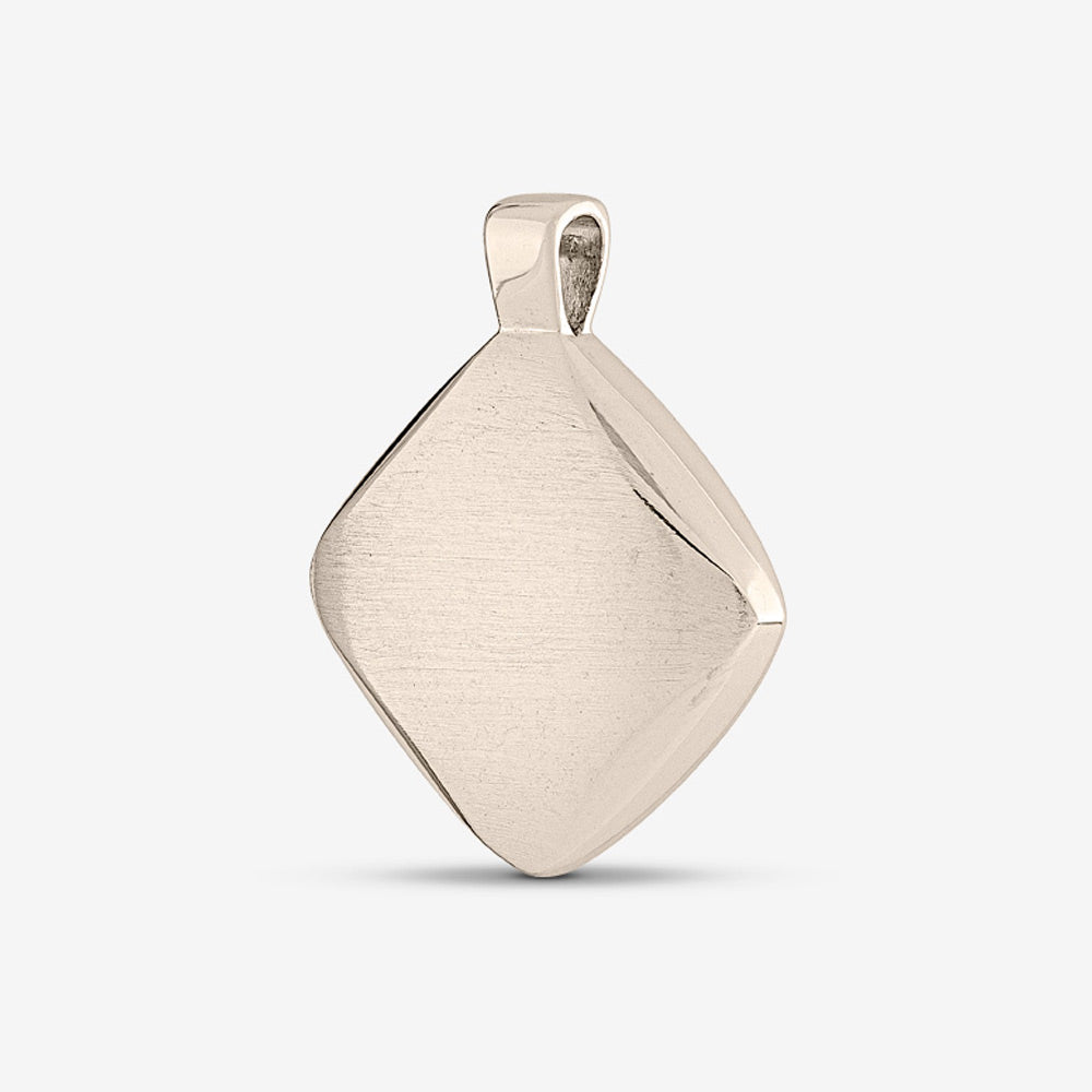 Self fill Square Memorial Ashes Pendant in White Gold
