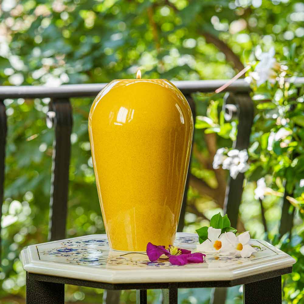 Serenity Adult Cremation Urn for Ashes in Amber Outside Front View