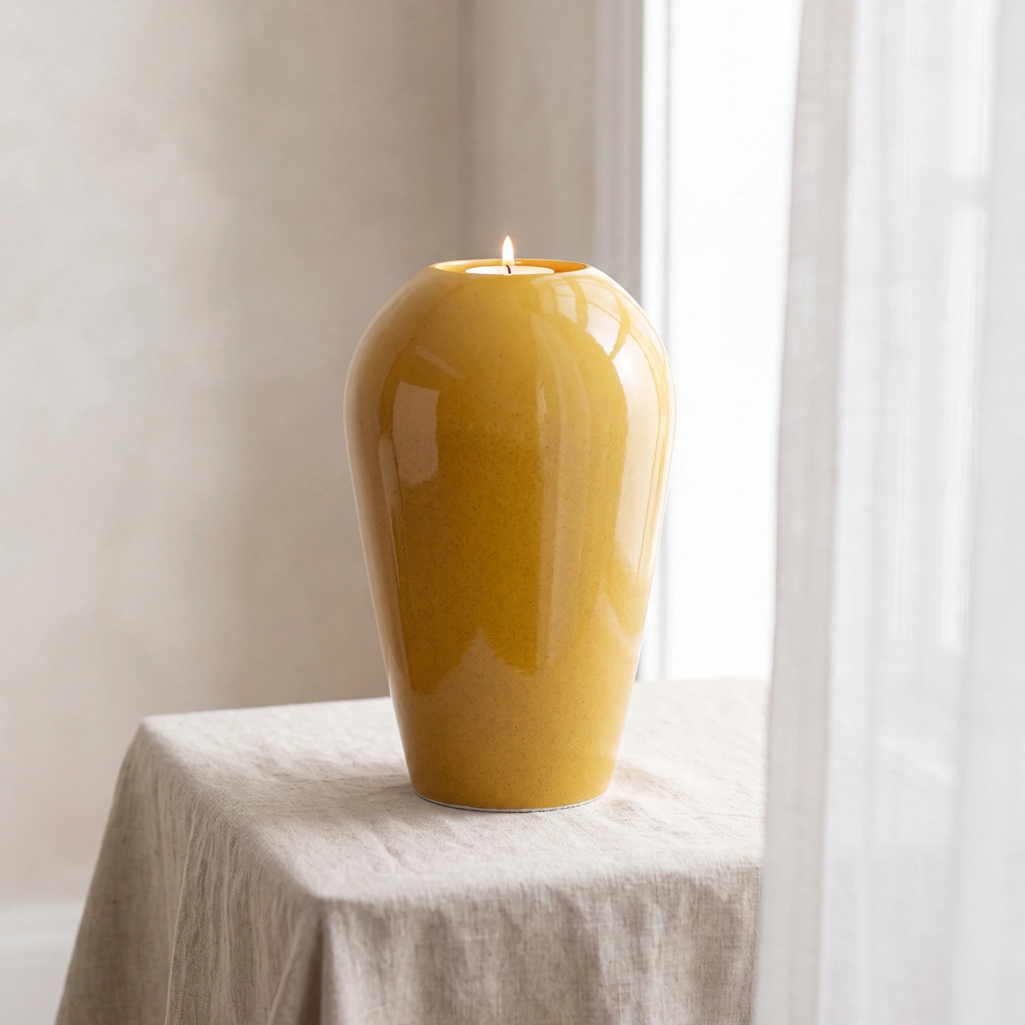 Serenity Adult Cremation Urn for Ashes in Amber Yellow