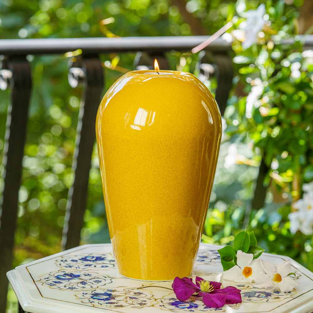 Serenity Adult Cremation Urn for Ashes in Amber Yellow Outside