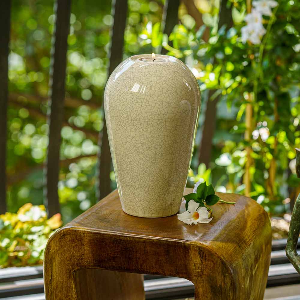 Serenity Adult Cremation Urn for Ashes in Crackle Glaze Outside