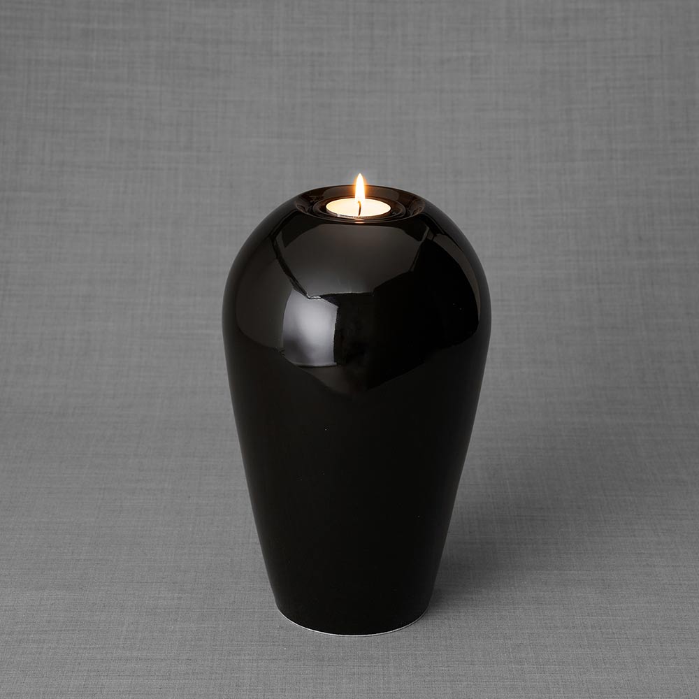 Serenity Adult Cremation Urn for Ashes in Glossy Black
