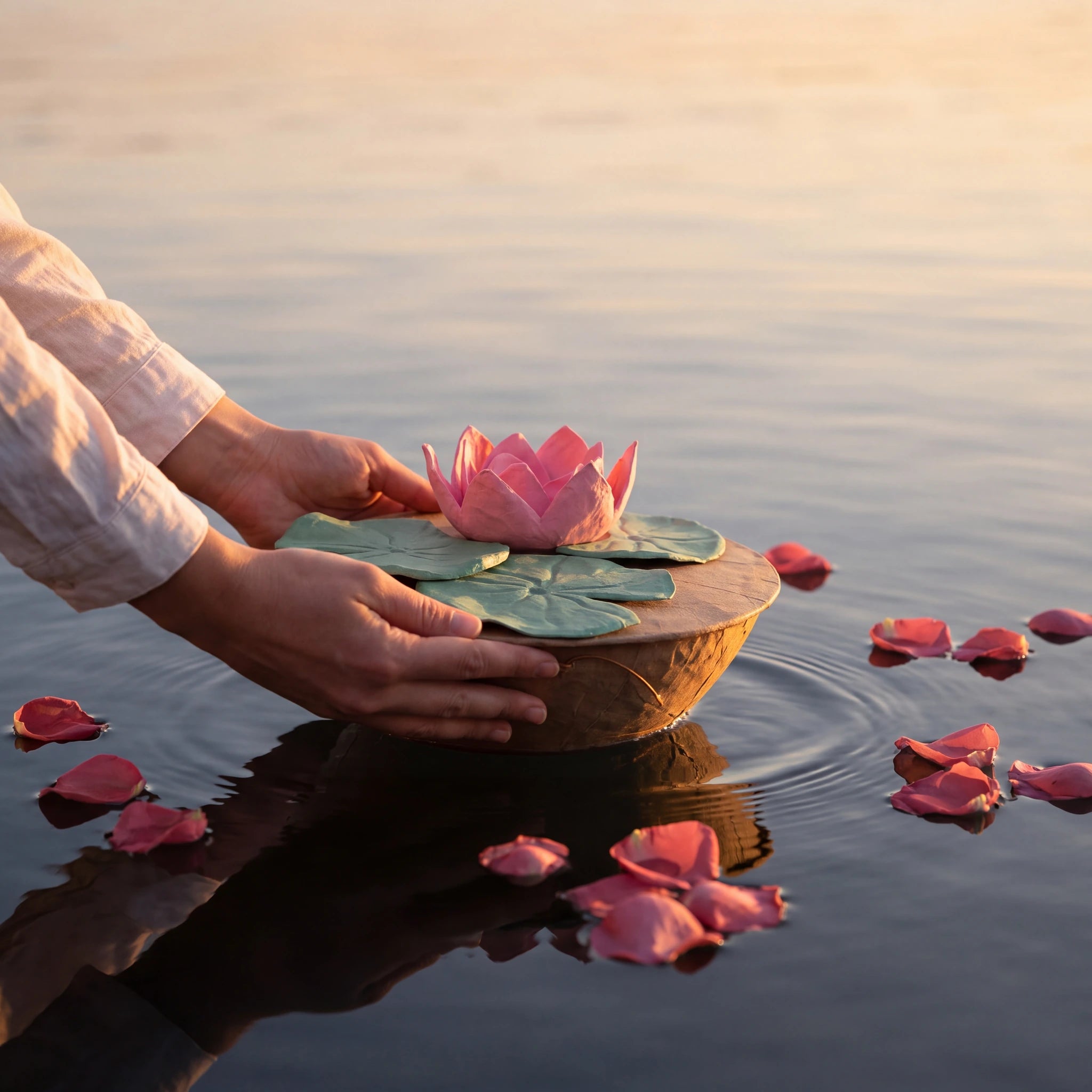 Serenity Lotus Biodegradable Water Urn for Ashes