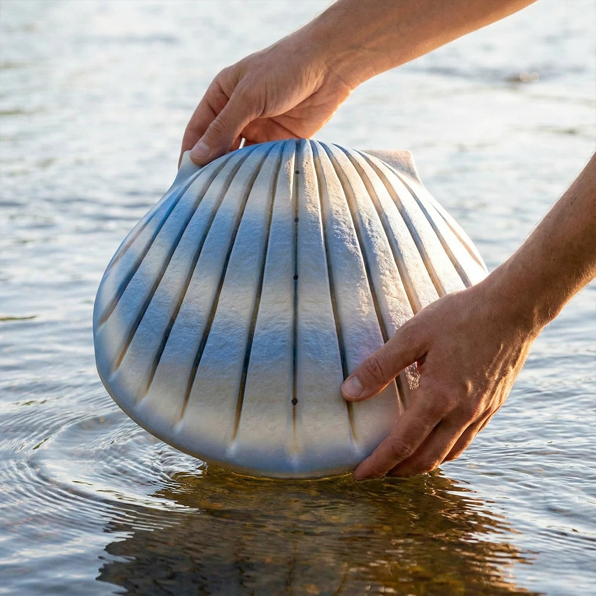 Shell Biodegradable Water Urns for Ashes in Aqua Blue