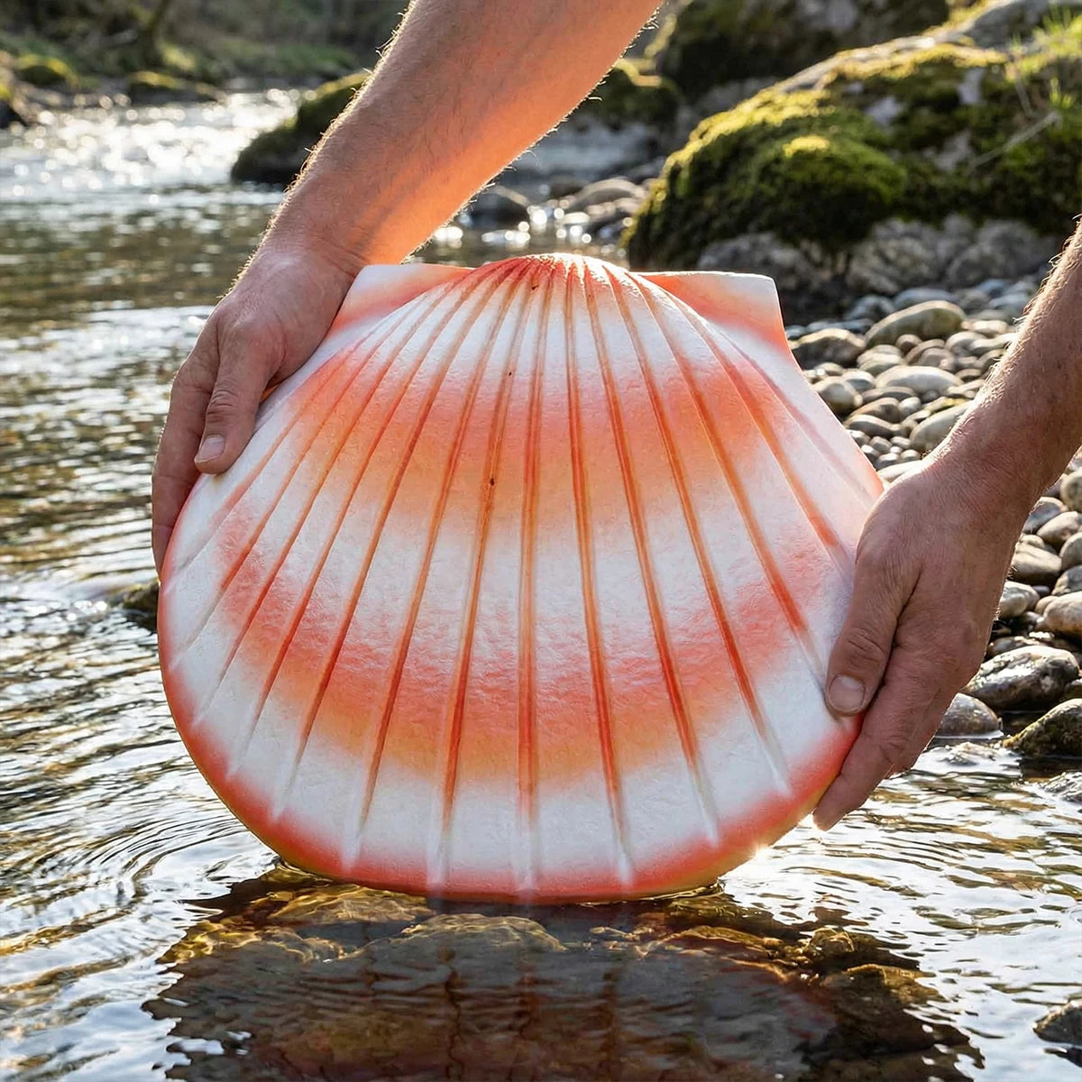 Shell Biodegradable Water Urns for Ashes in Coral Pink