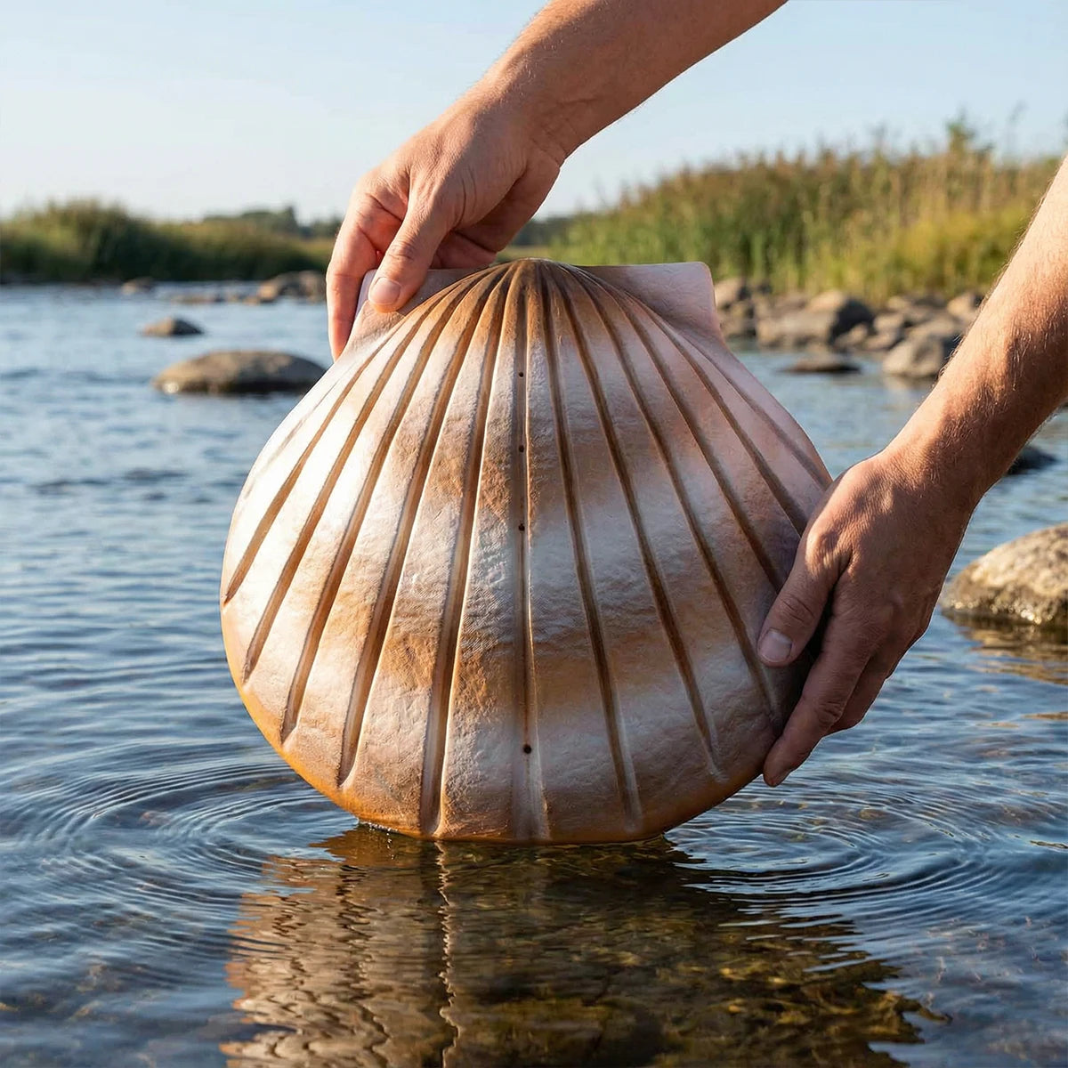 Shell Biodegradable Water Urns for Ashes in Pearl