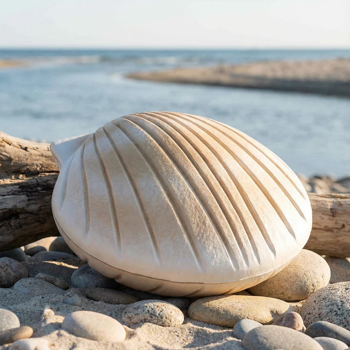Shell Biodegradable Water Urns for Ashes in Sand