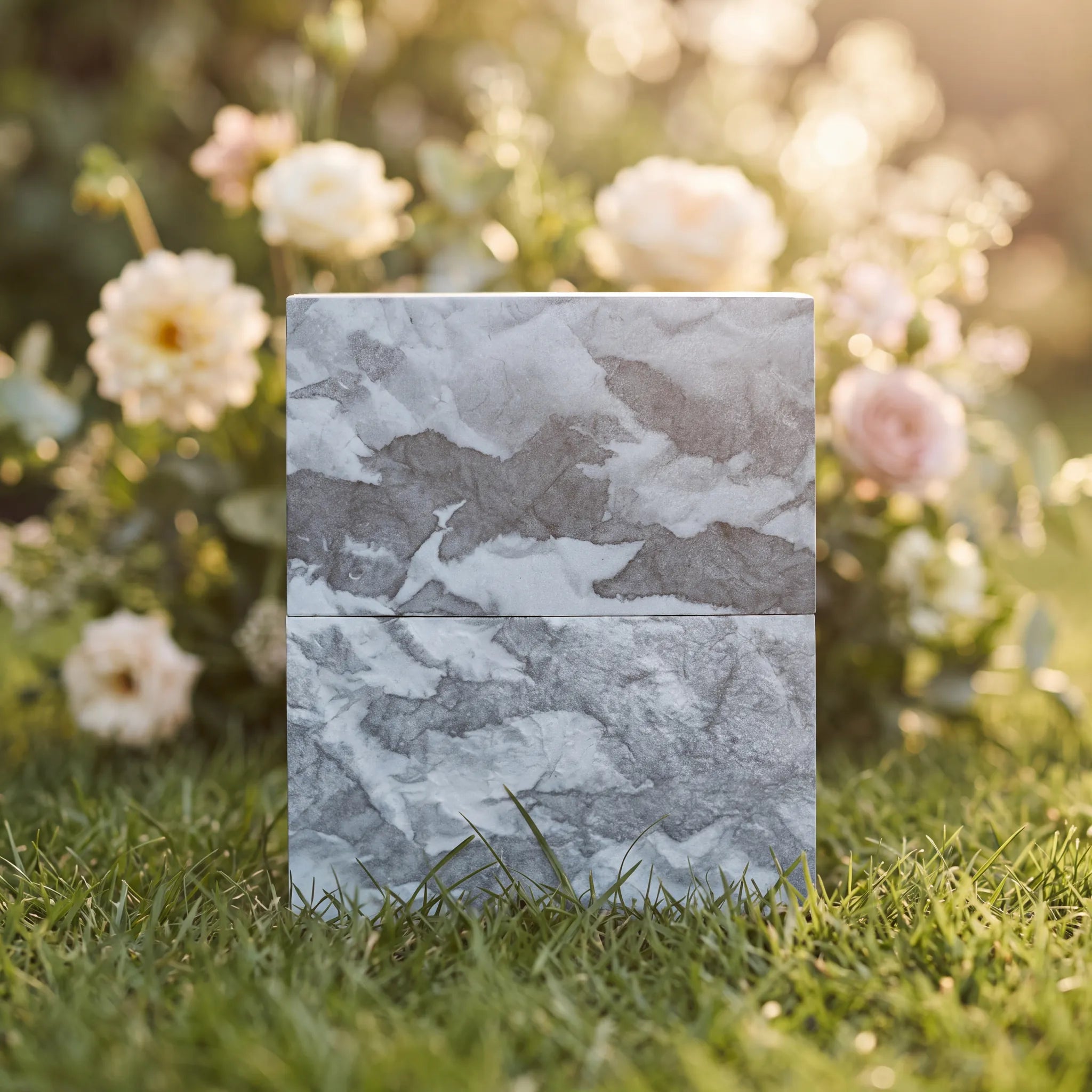 Simplicity-Earthurn-Biodegradable-Urn-for-Ashes-in-Slate-Grey-Adult-In-the-Garden