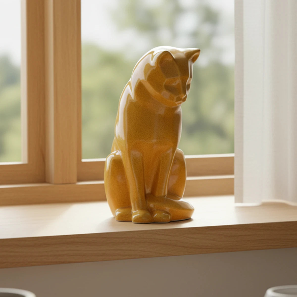Sitting Cat Urn for Ashes in Amber