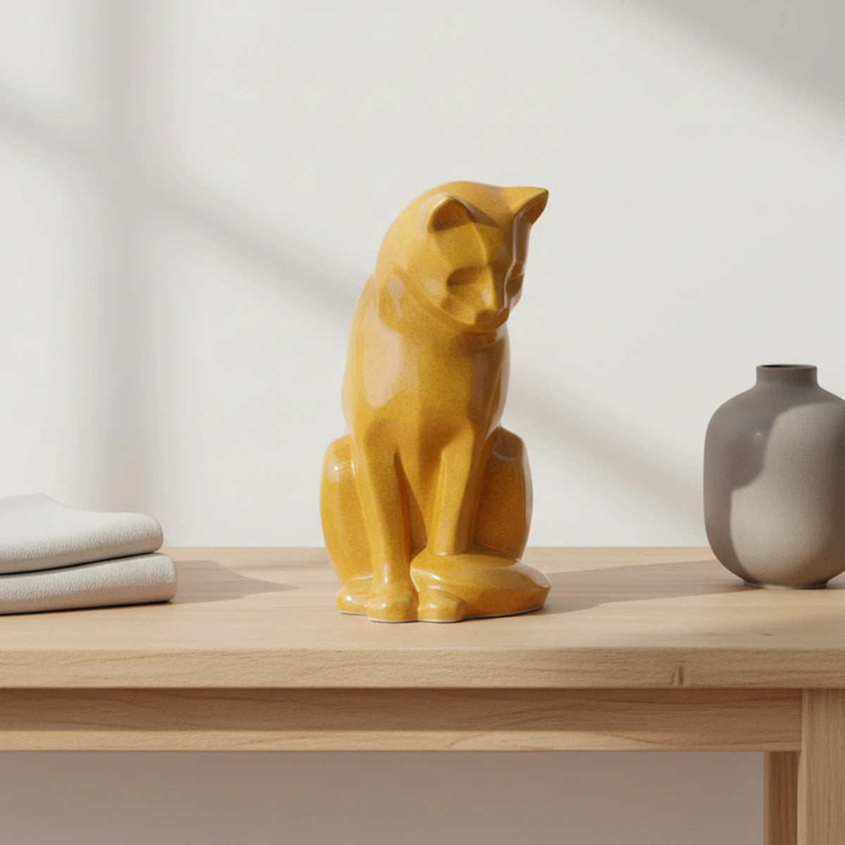 Sitting Cat Urn for Ashes in Amber