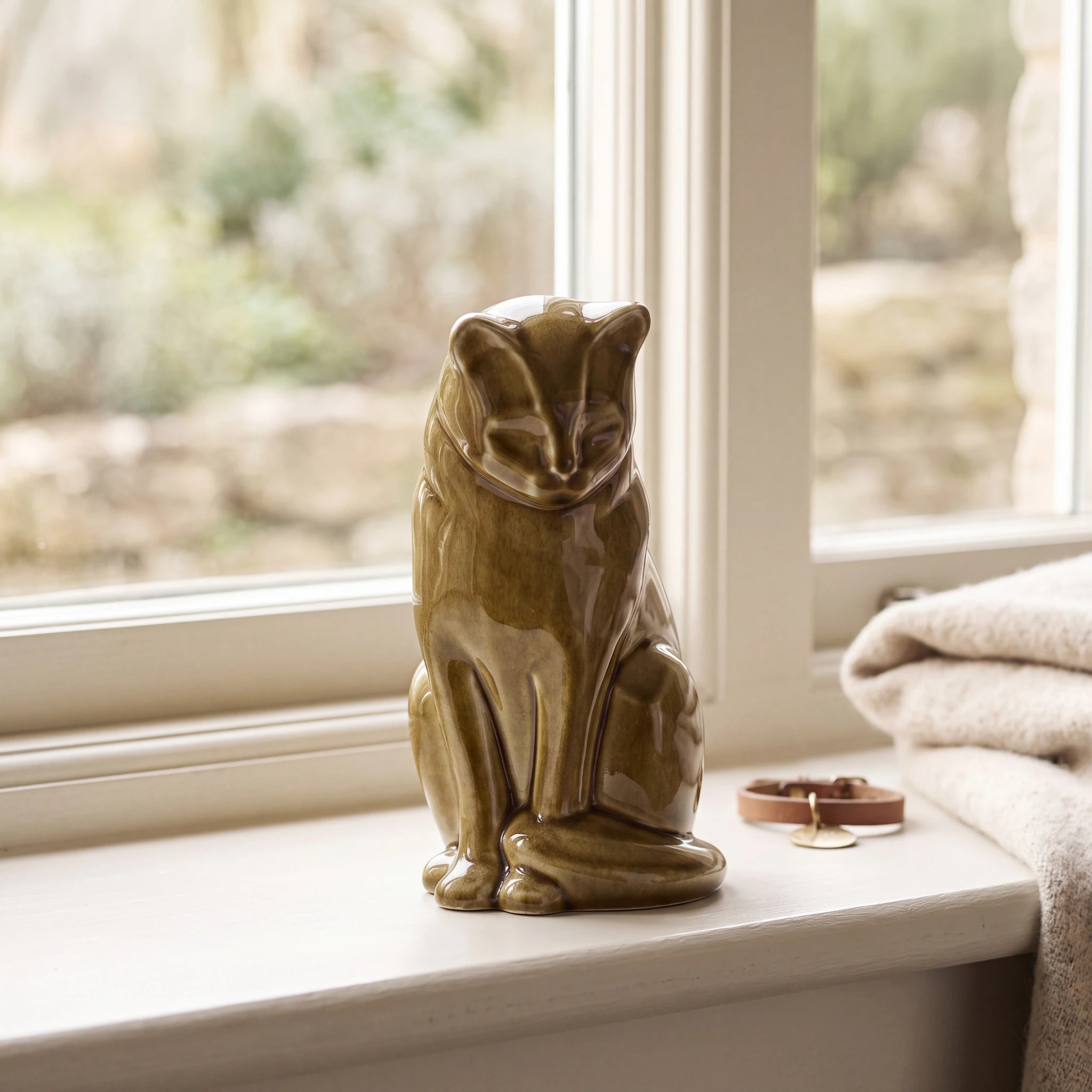 Sitting-Cat-Urn-for-Ashes-in-Dark-Sand-pet_sunny_sill