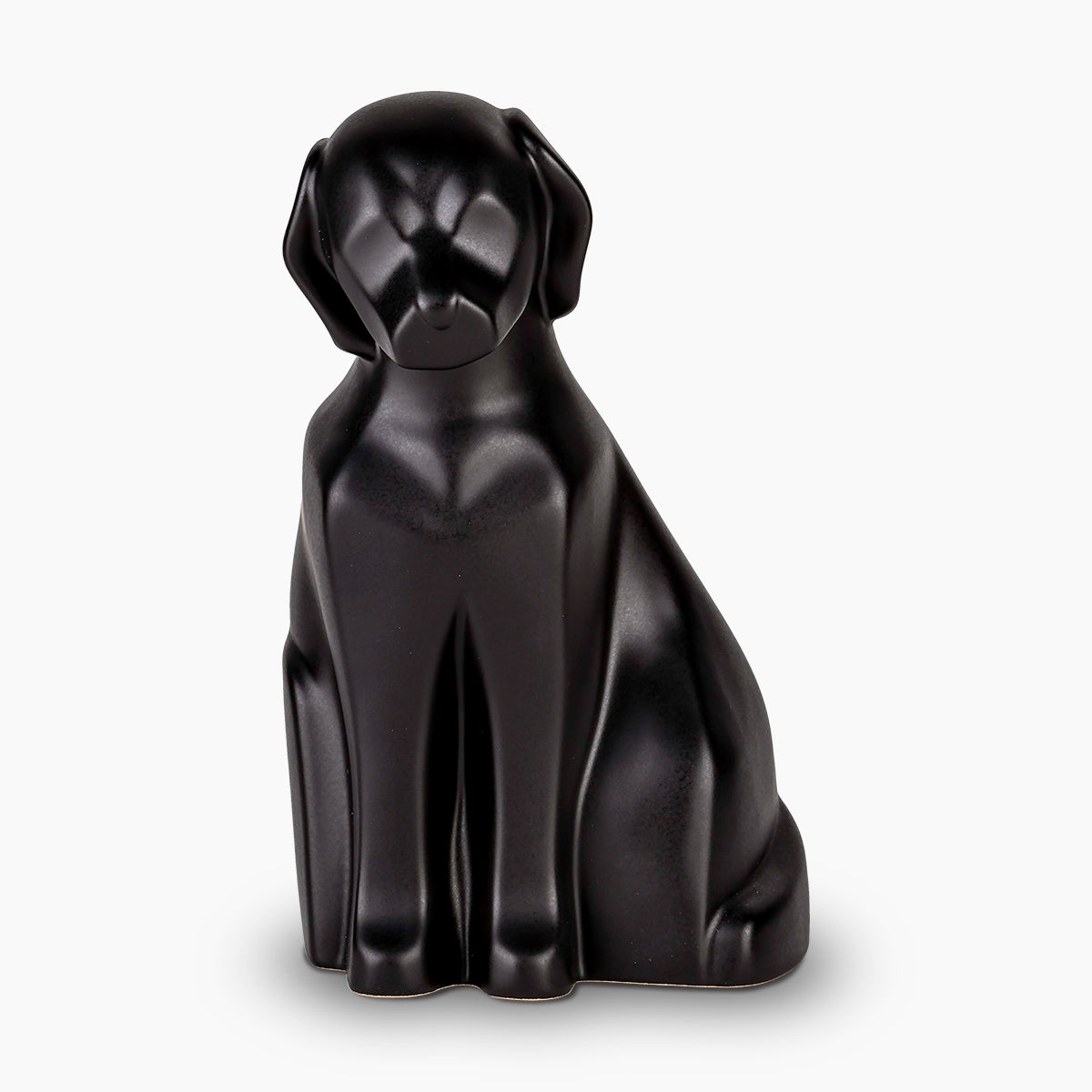Sitting Dog Pet Urn for Ashes in Matte Black