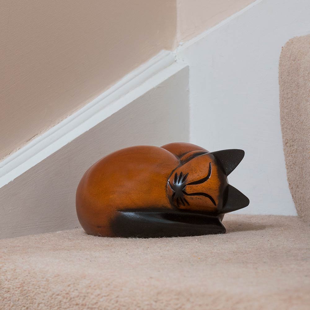 Sleeping Cat Urn for Ashes - Brown Colourpoint