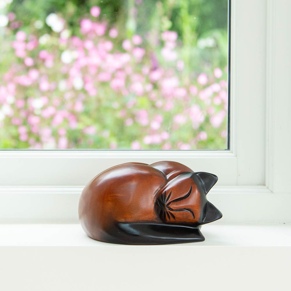 Sleeping Cat Urn for Ashes - Brown Colourpoint