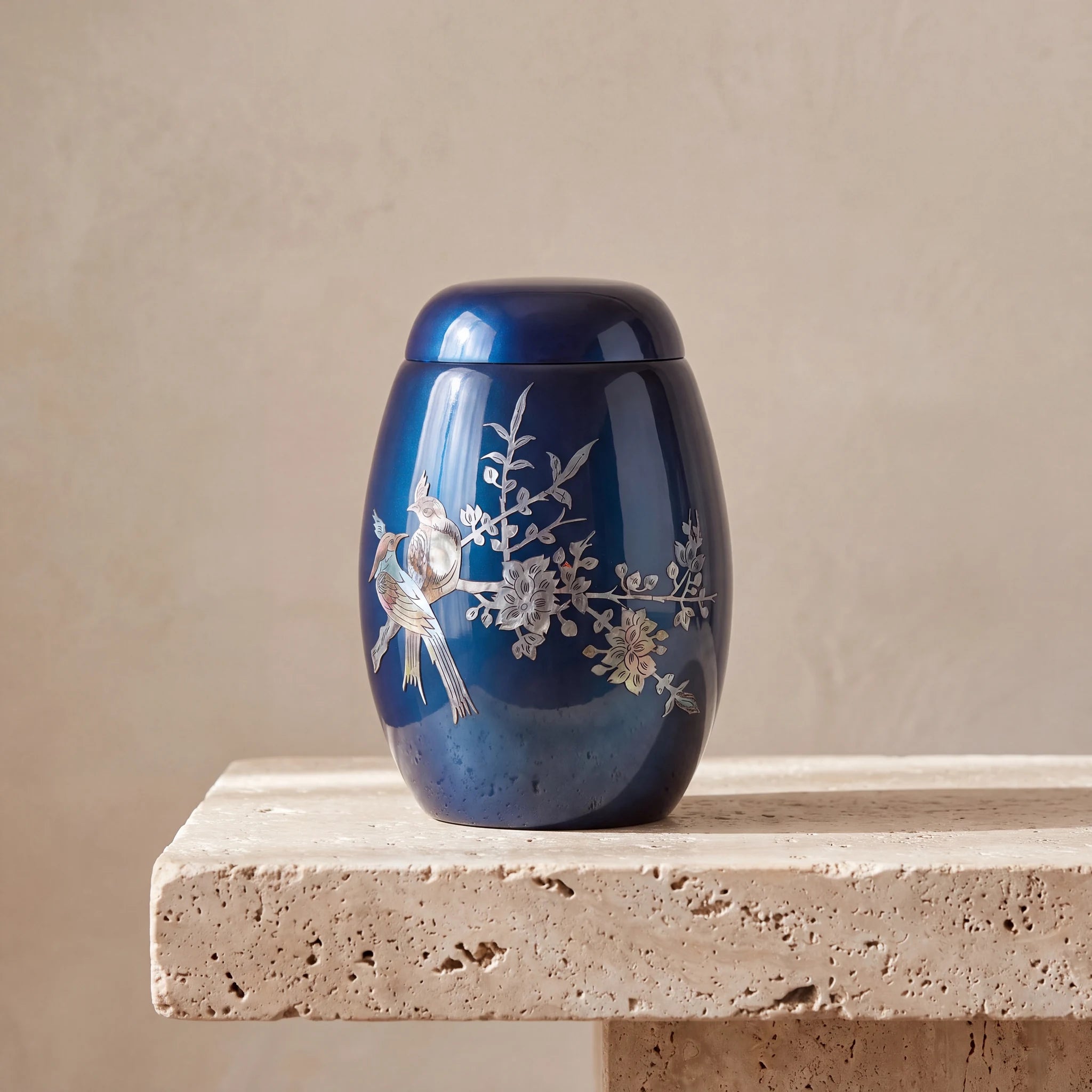 Songbird Fibreglass Adult Cremation Urn for Ashes in Blue