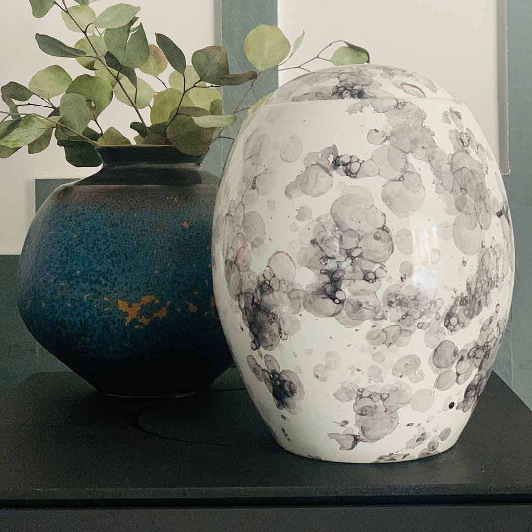 Splash Modern Adult Cremation Urn for Ashes in White