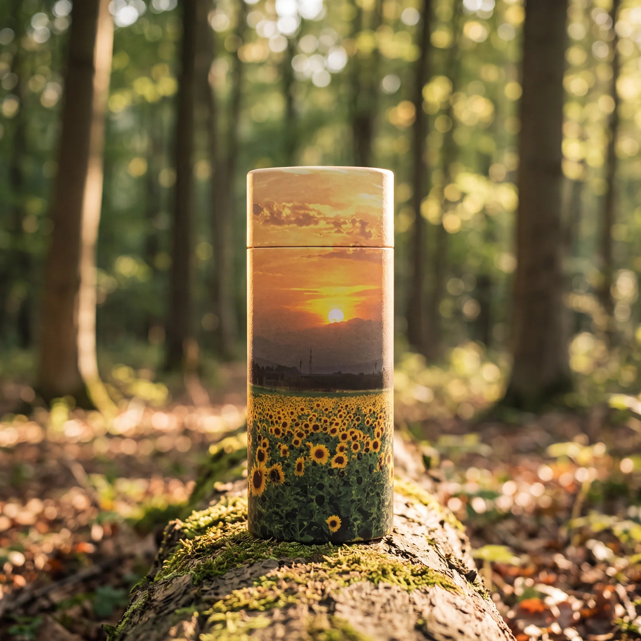Sunflower-Fields-Eco-Friendly-Scattering-Tube-for-Ashes-Token-In-the-Woods