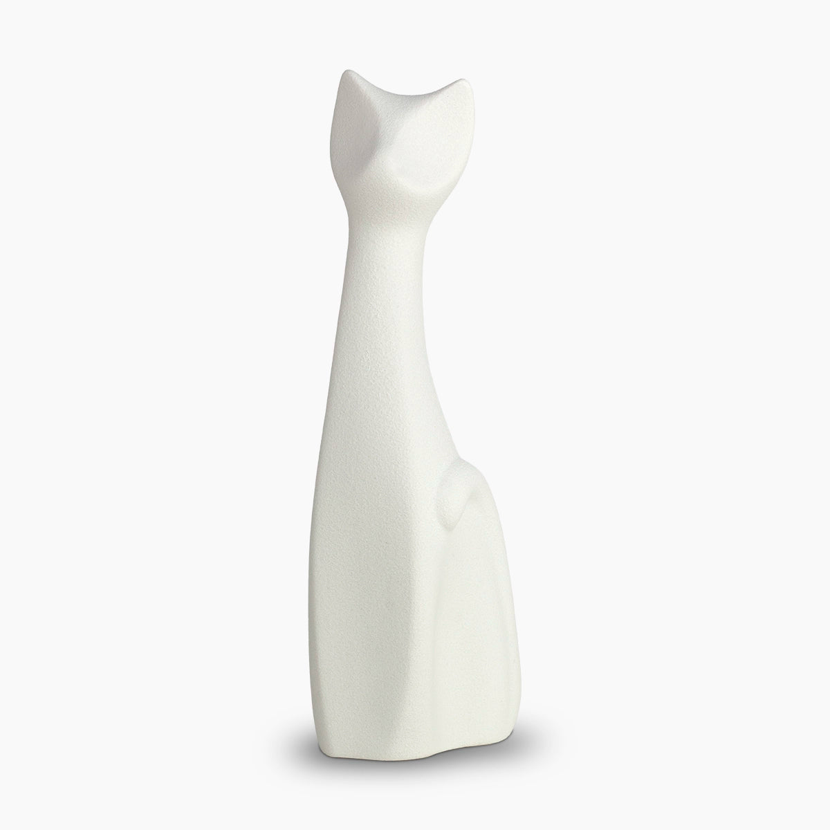 Tall Sitting Cat Urn for Ashes in White