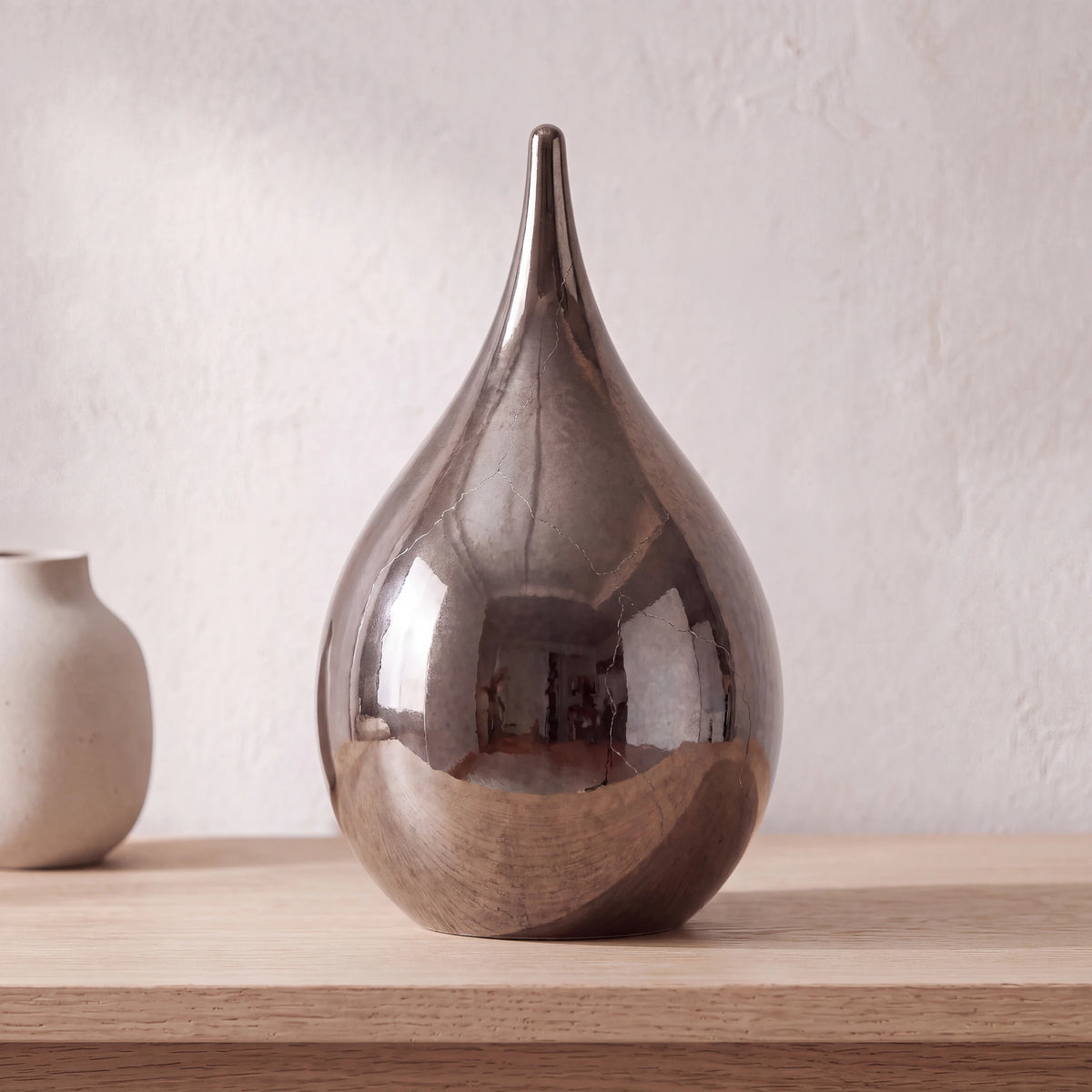 Teardrop-Adult-Cremation-Urn-for-Ashes-Oak-Console