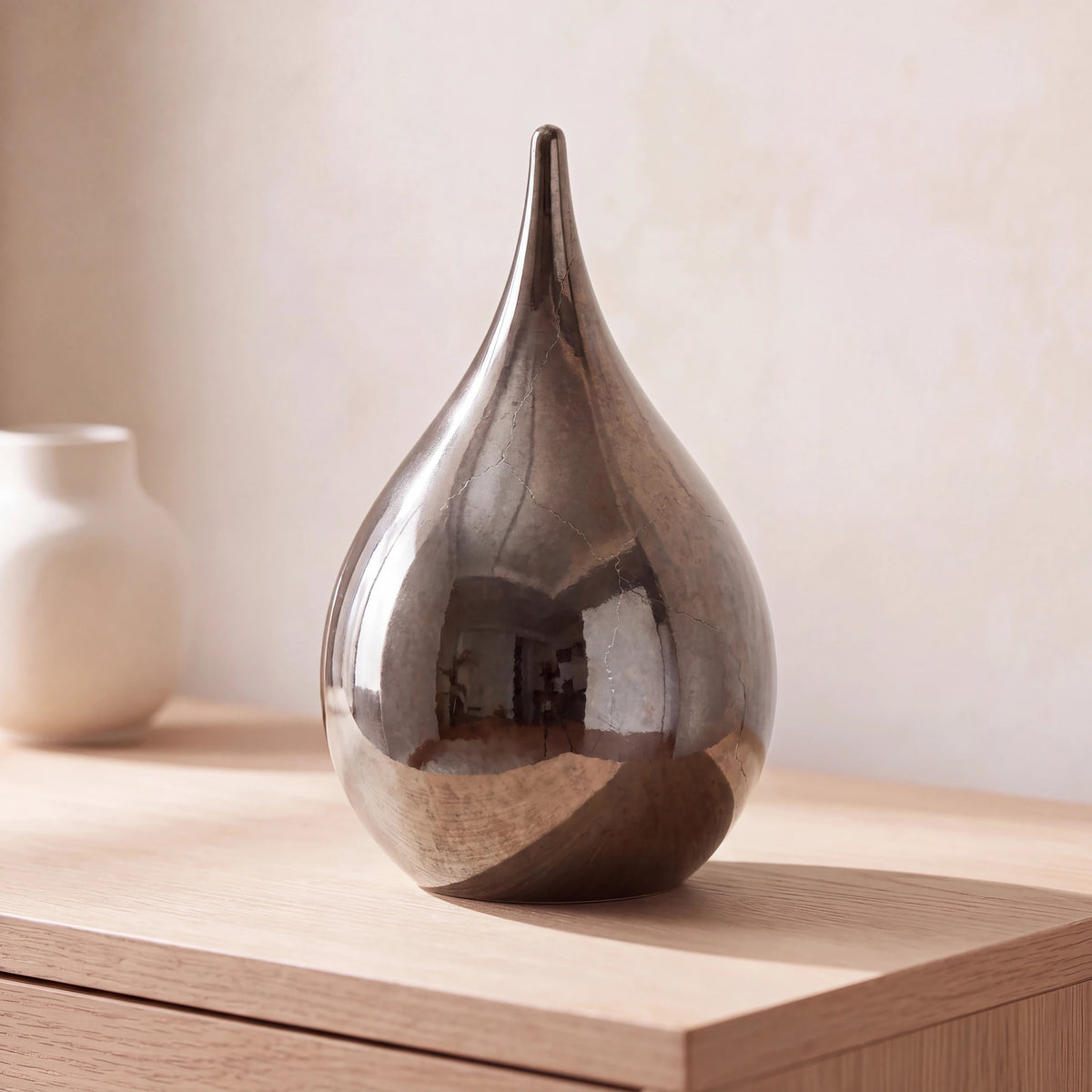 Teardrop-Medium-Urn-for-Ashes-Oak-Console