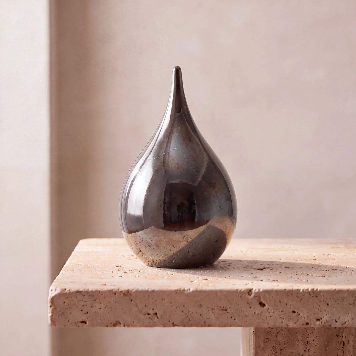 Teardrop-Medium-Urn-for-Ashes-Travertine-Ledge