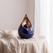 Teardrop Small Urn for with Heart Ashes in Cobalt Blue and Gold