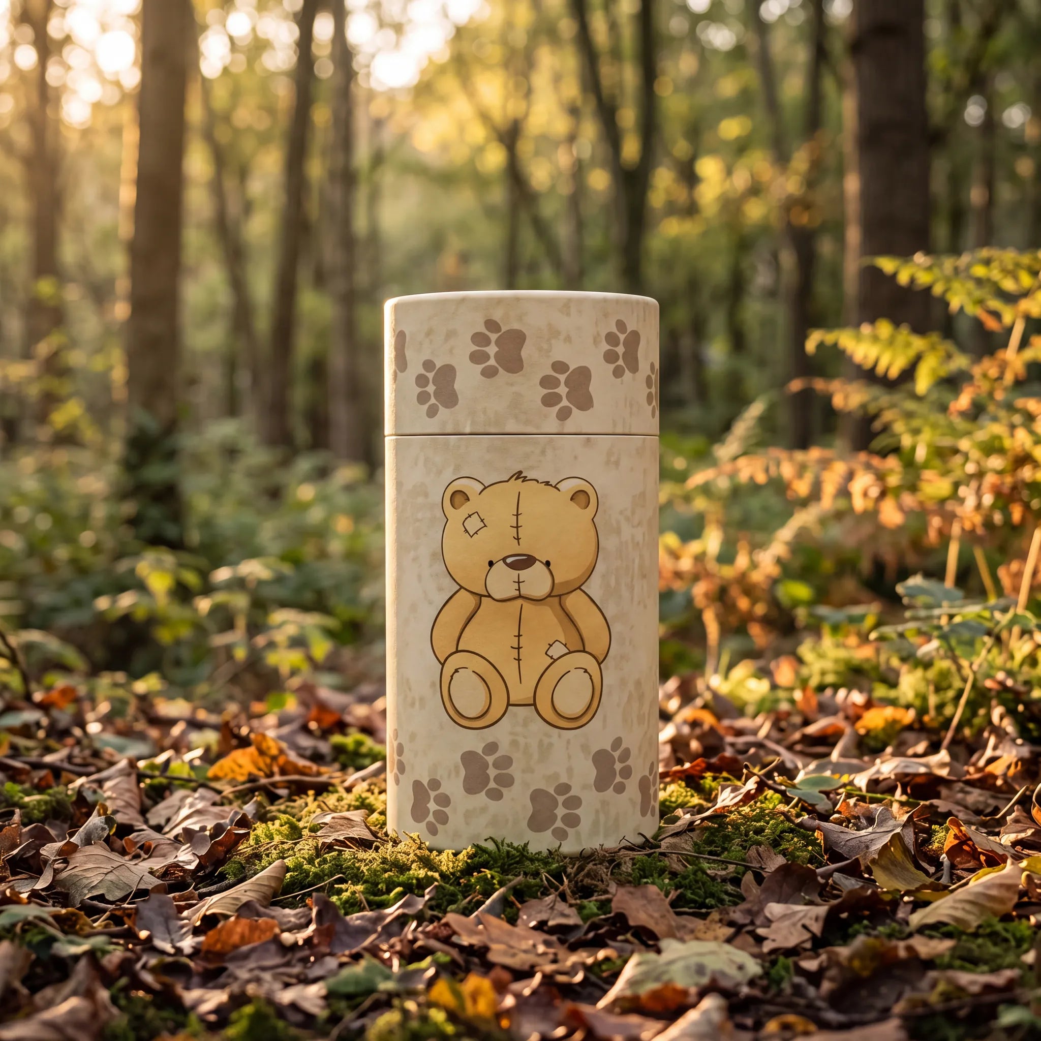 Teddy-Bear-Eco-Friendly-Scattering-Tube-for-Pet-Ashes-Mini-In-the-Woods