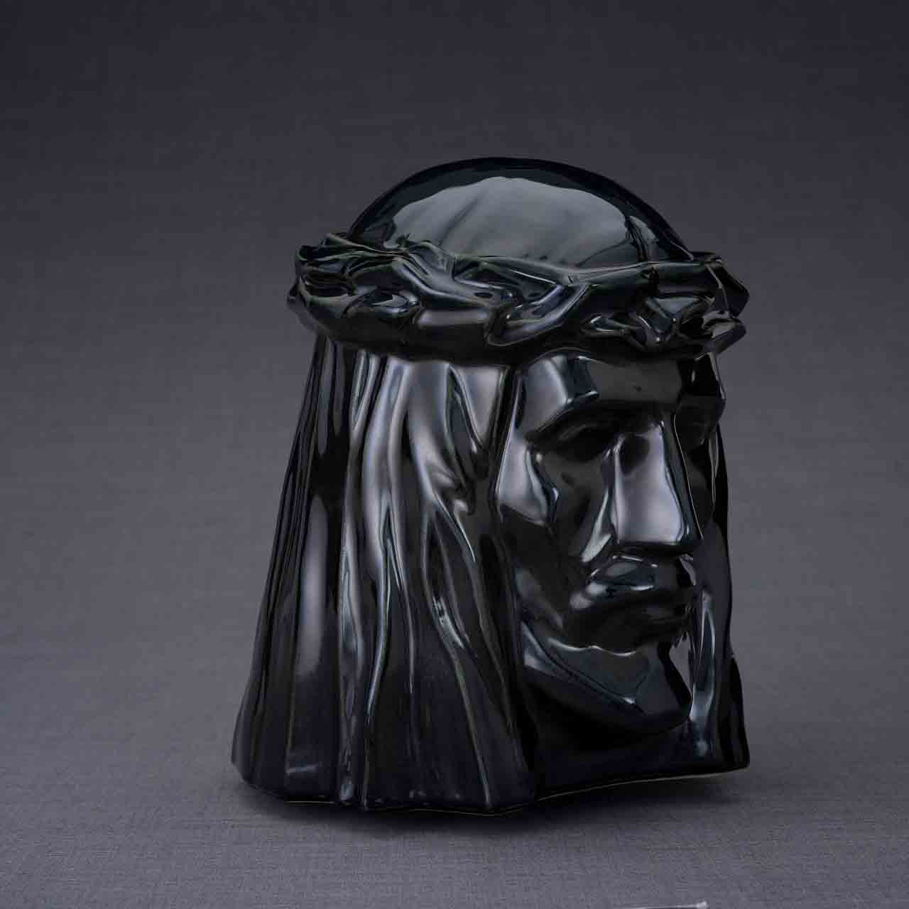 The Christ Adult Cremation Urn for Ashes in Glossy Black
