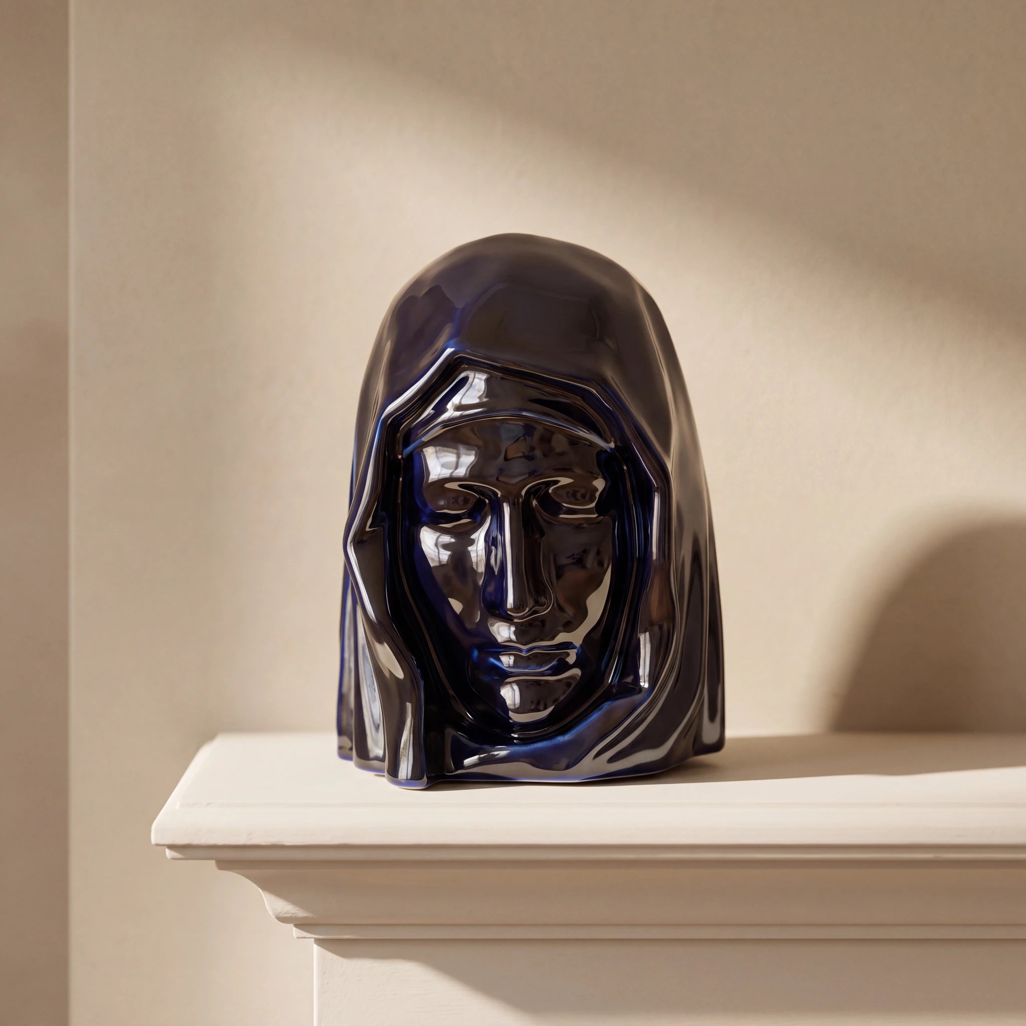 The Holy Mother Adult Cremation Urn for Ashes in Metallic Blue