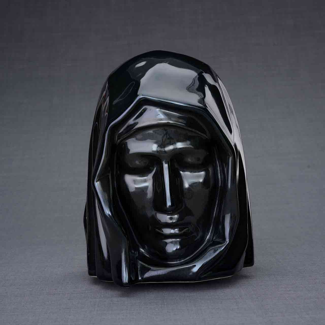 The Holy Mother Adult Cremation Urn for Ashes in Glossy Black