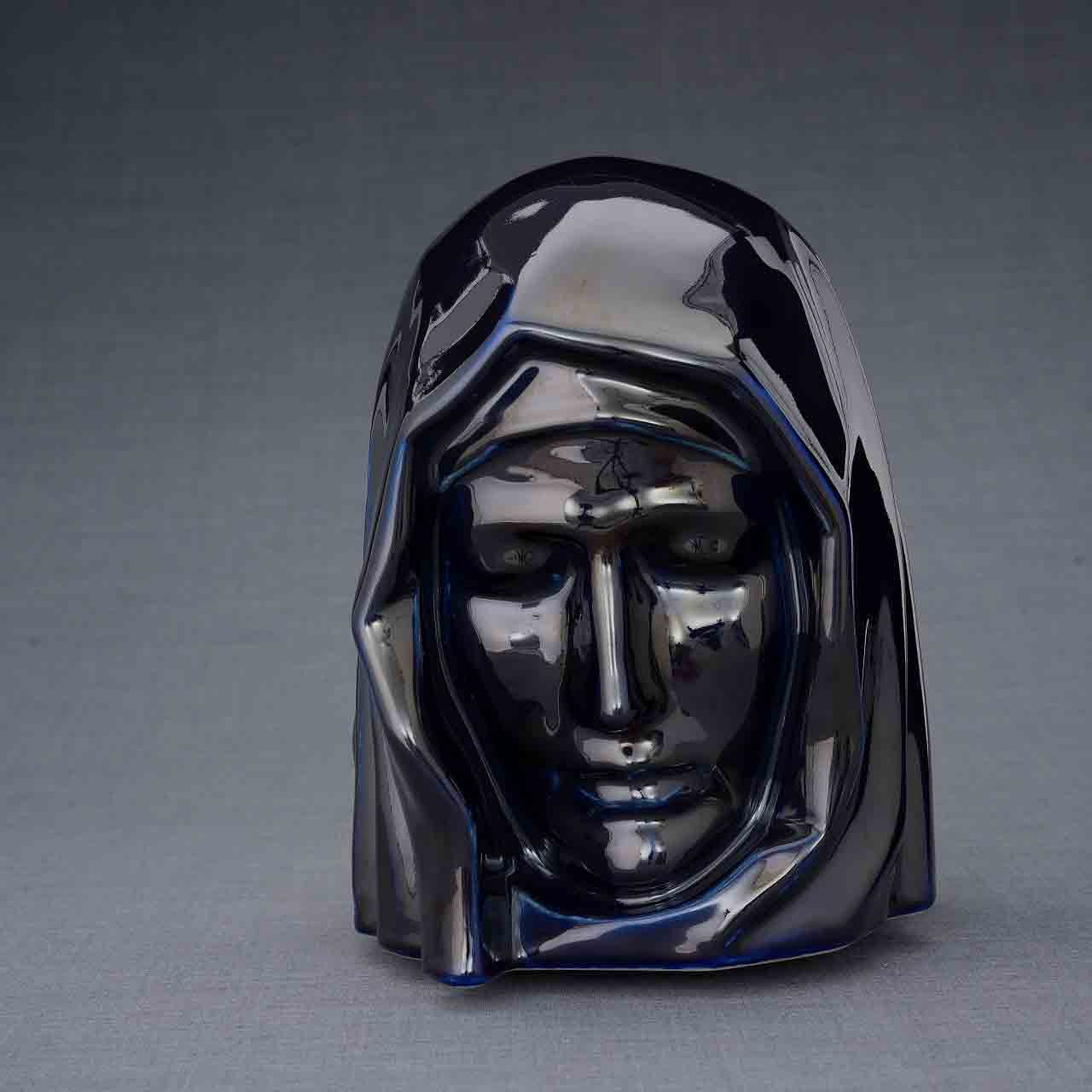 The Holy Mother Adult Cremation Urn for Ashes in Metallic Blue