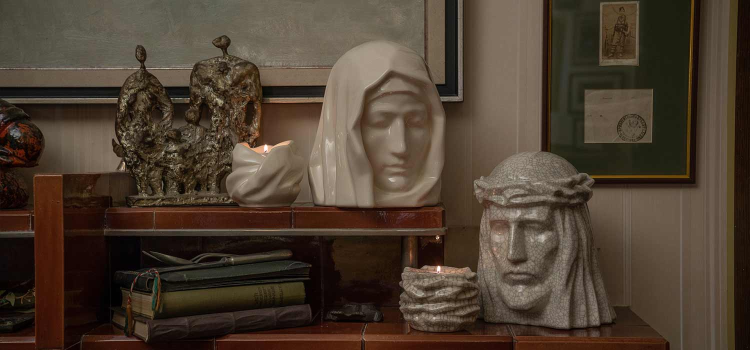 The Holy Mother Adult Cremation Urn for Ashes in Cream