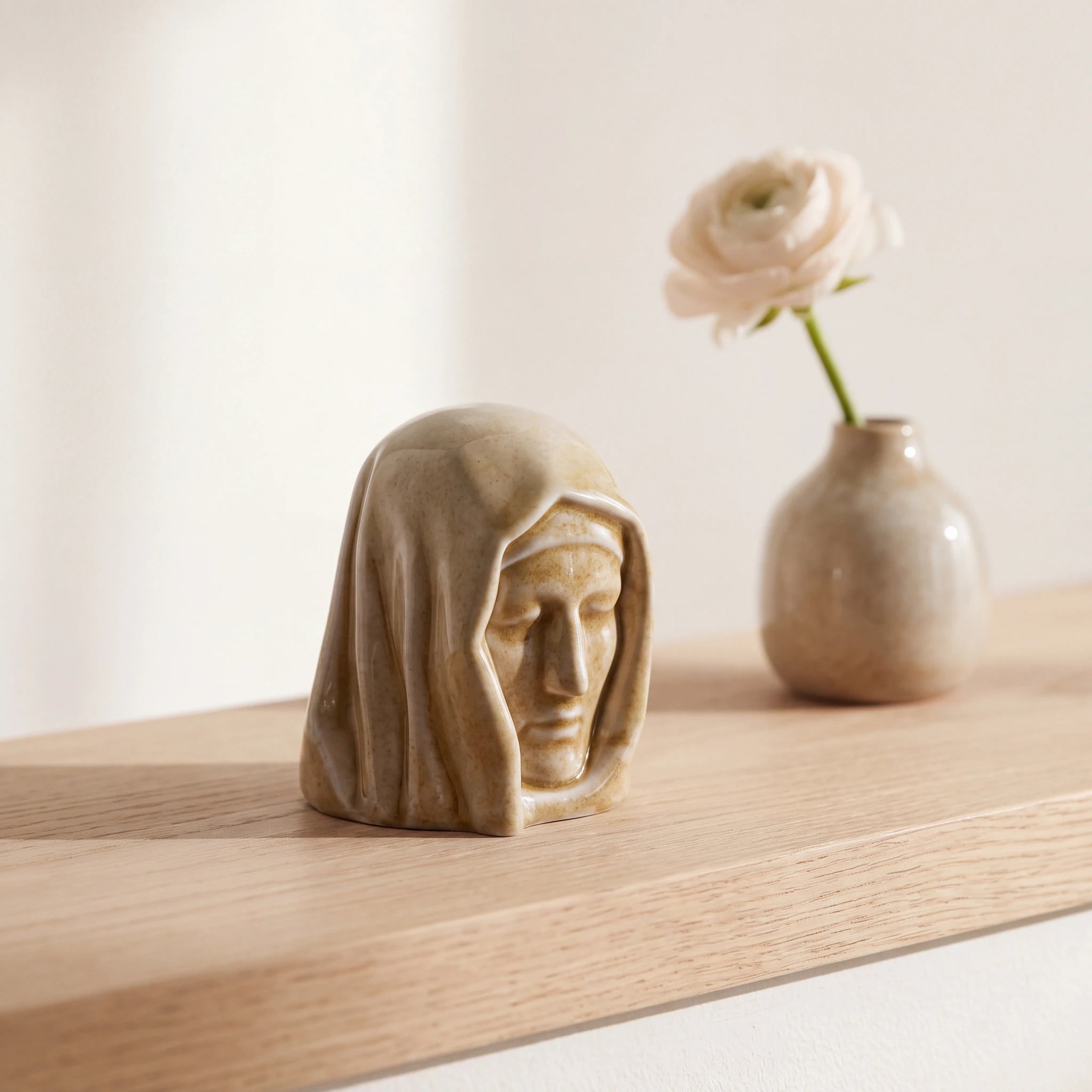 The Holy Mother Mini Urn for Ashes in Light Sand