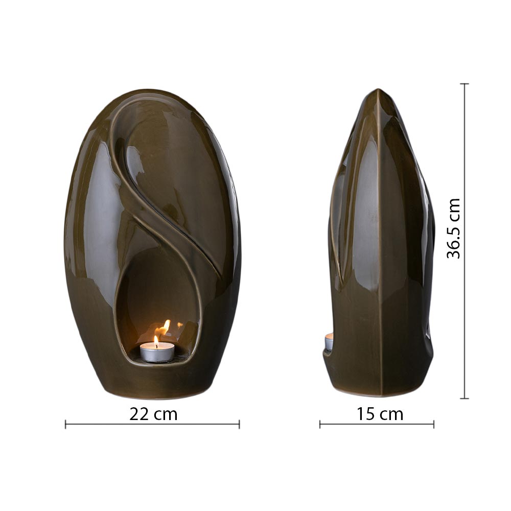 The Infinity Cremation Urn for Ashes in Oily Green Dimensions