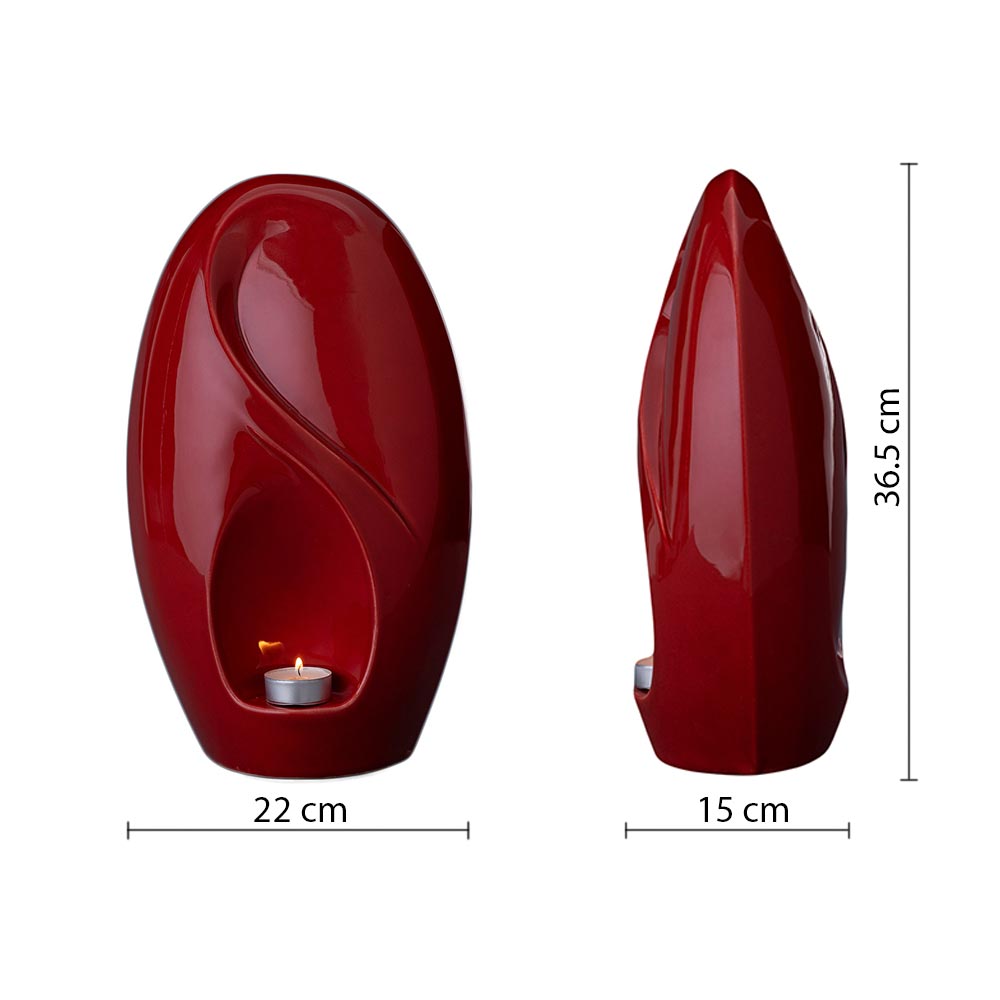The Infinity Cremation Urn for Ashes in Red Dimensions