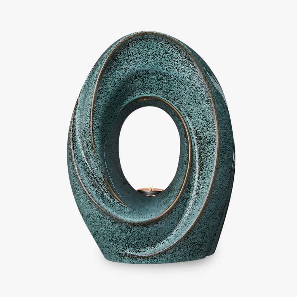 The Passage Adult Cremation Urn for Ashes in Oily Green