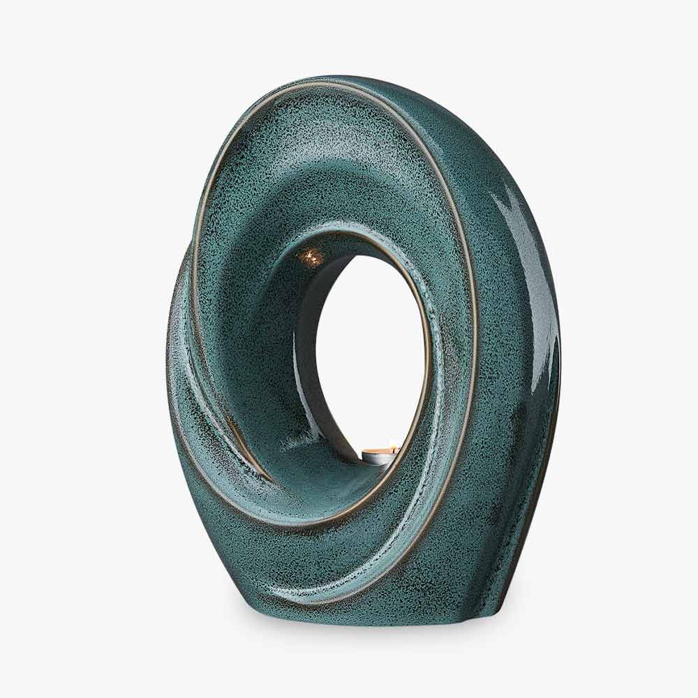The Passage Adult Cremation Urn for Ashes in Oily Green