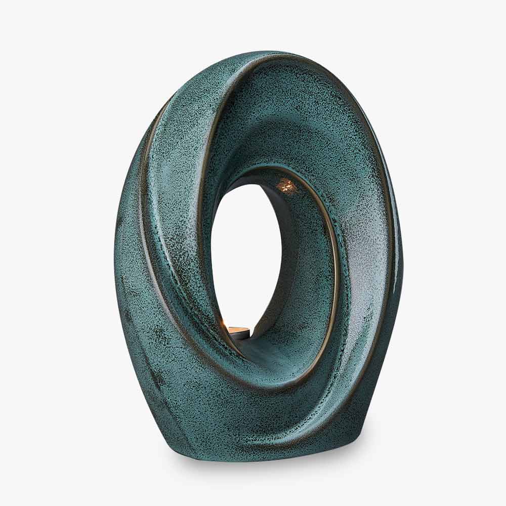 The Passage Adult Cremation Urn for Ashes in Oily Green