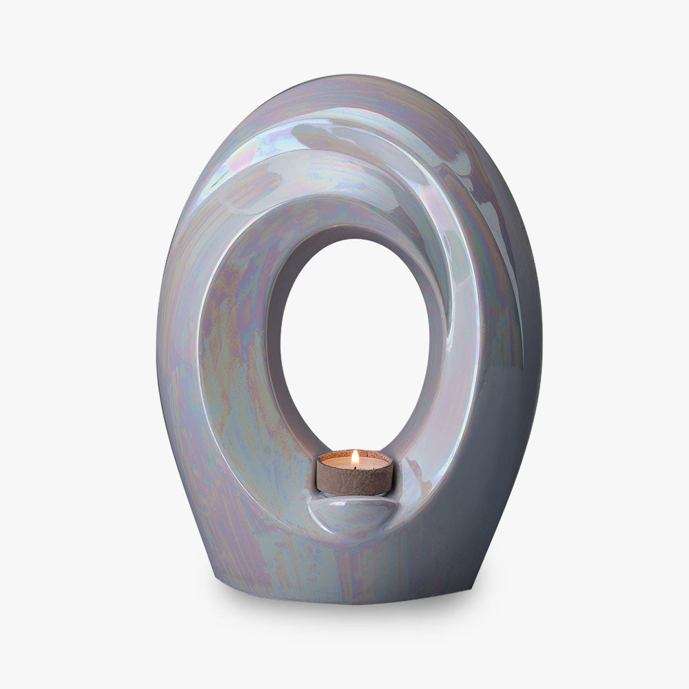 The Passage Adult Cremation Urn for Ashes in Pearlescent White