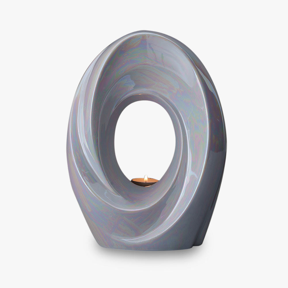 The Passage Adult Cremation Urn for Ashes in Pearlescent White