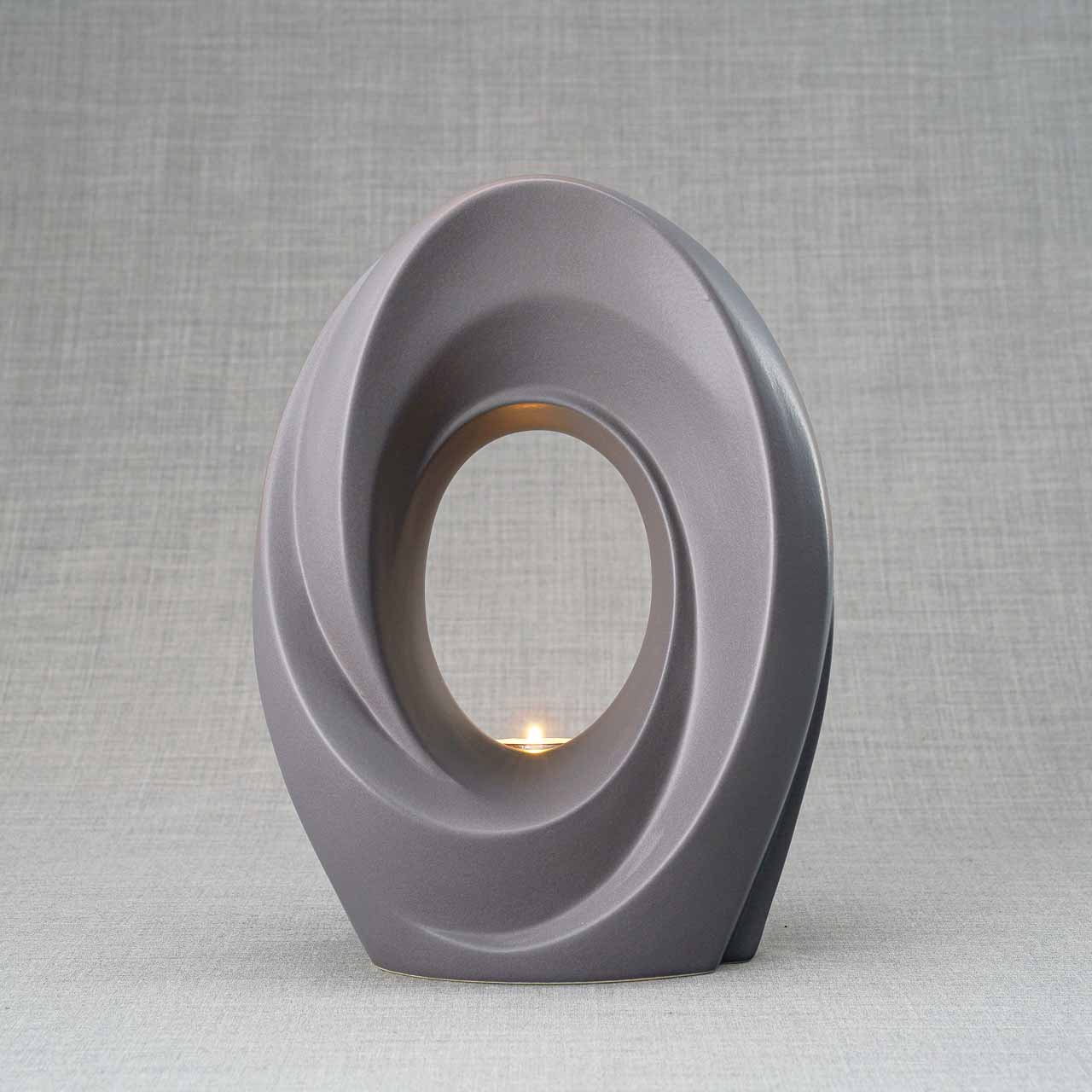 The Passage Adult Cremation Urn for Ashes Matte Grey Front View
