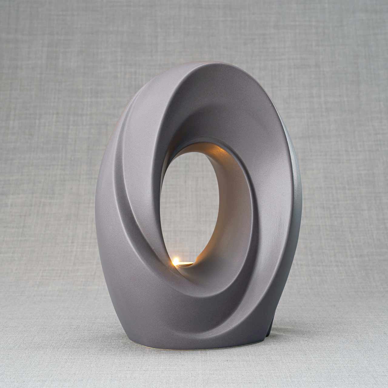 The Passage Adult Cremation Urn for Ashes Matte Grey Right View Dark Background