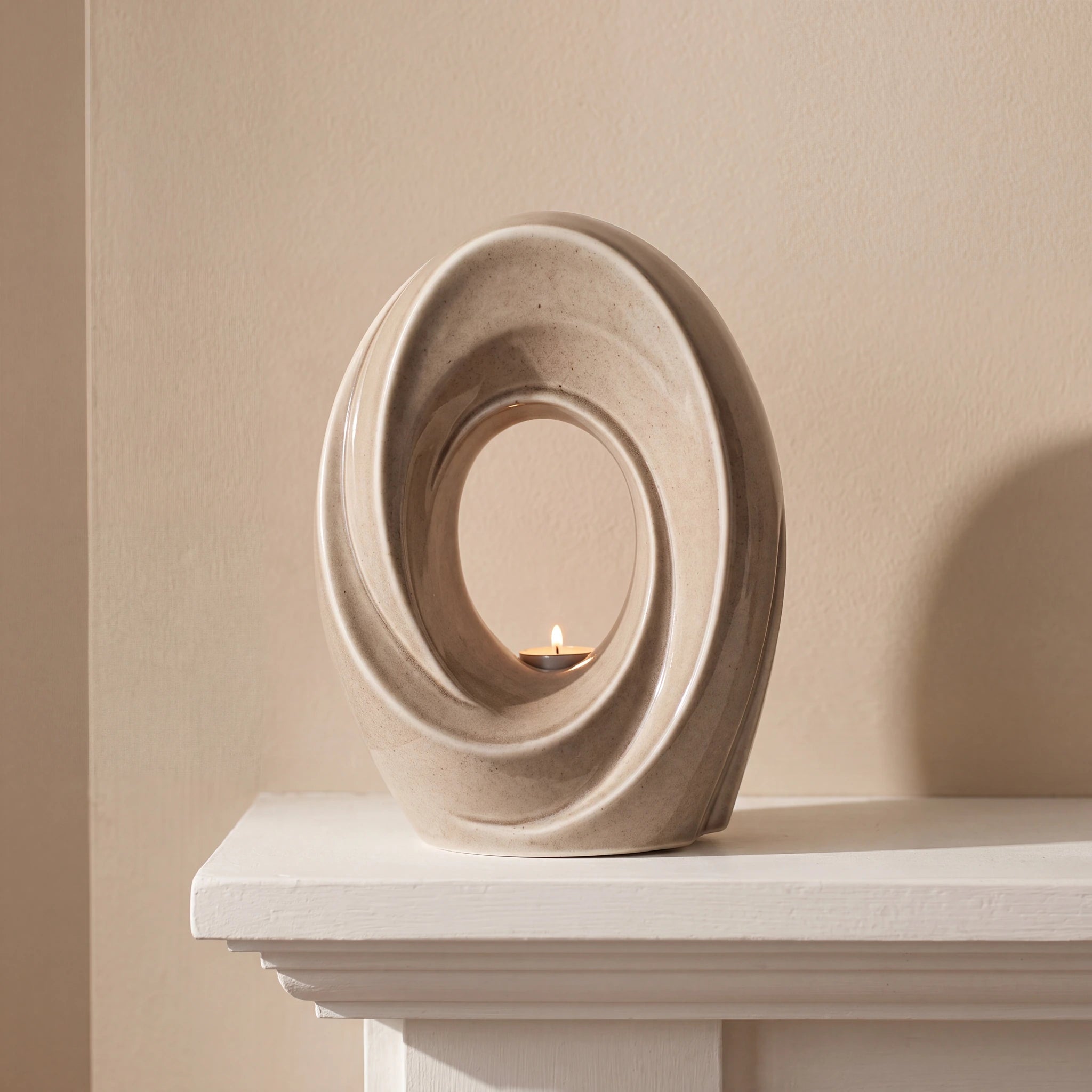 The Passage Adult Cremation Urn for Ashes in Beige Grey