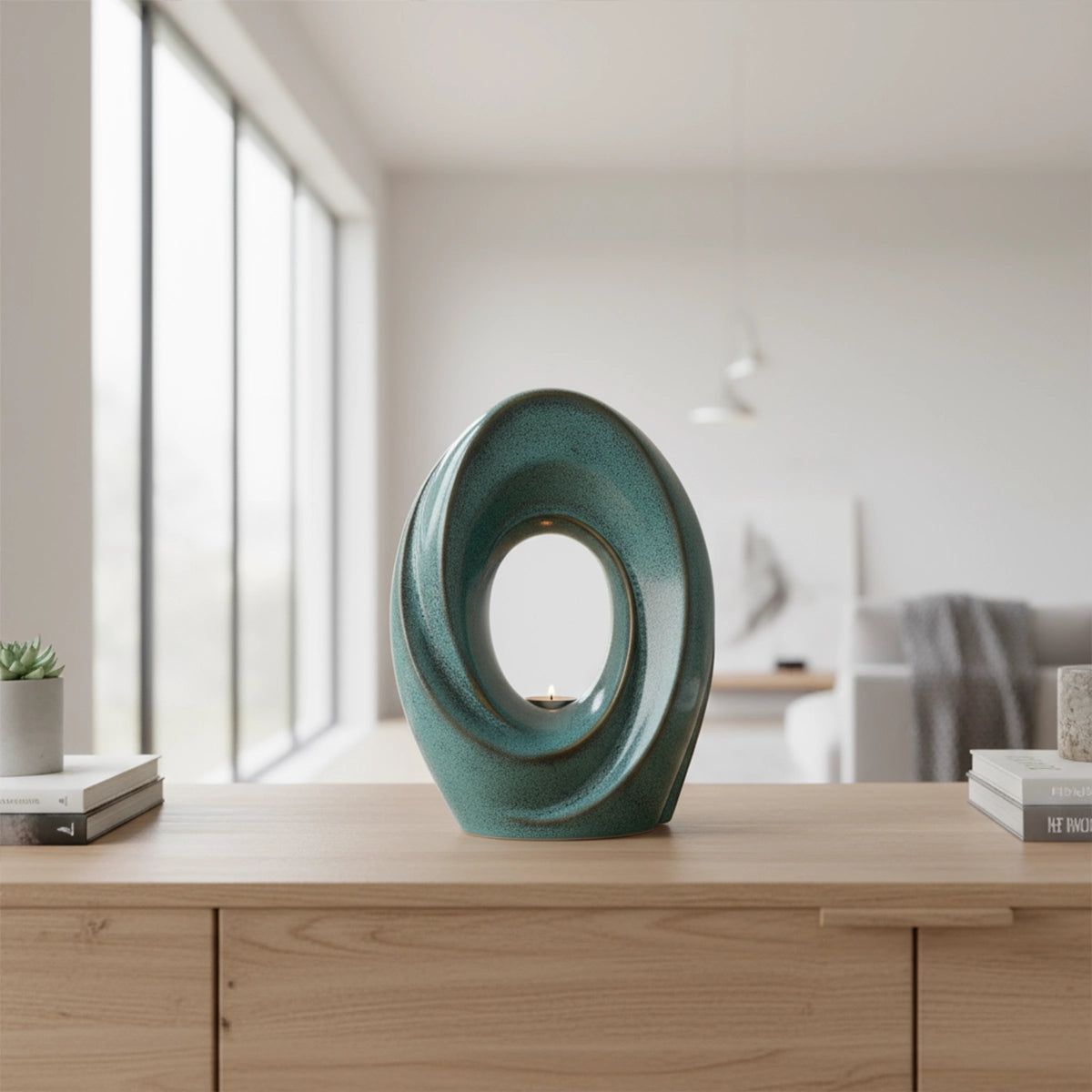 The Passage Adult Cremation Urn for Ashes in Oily Green