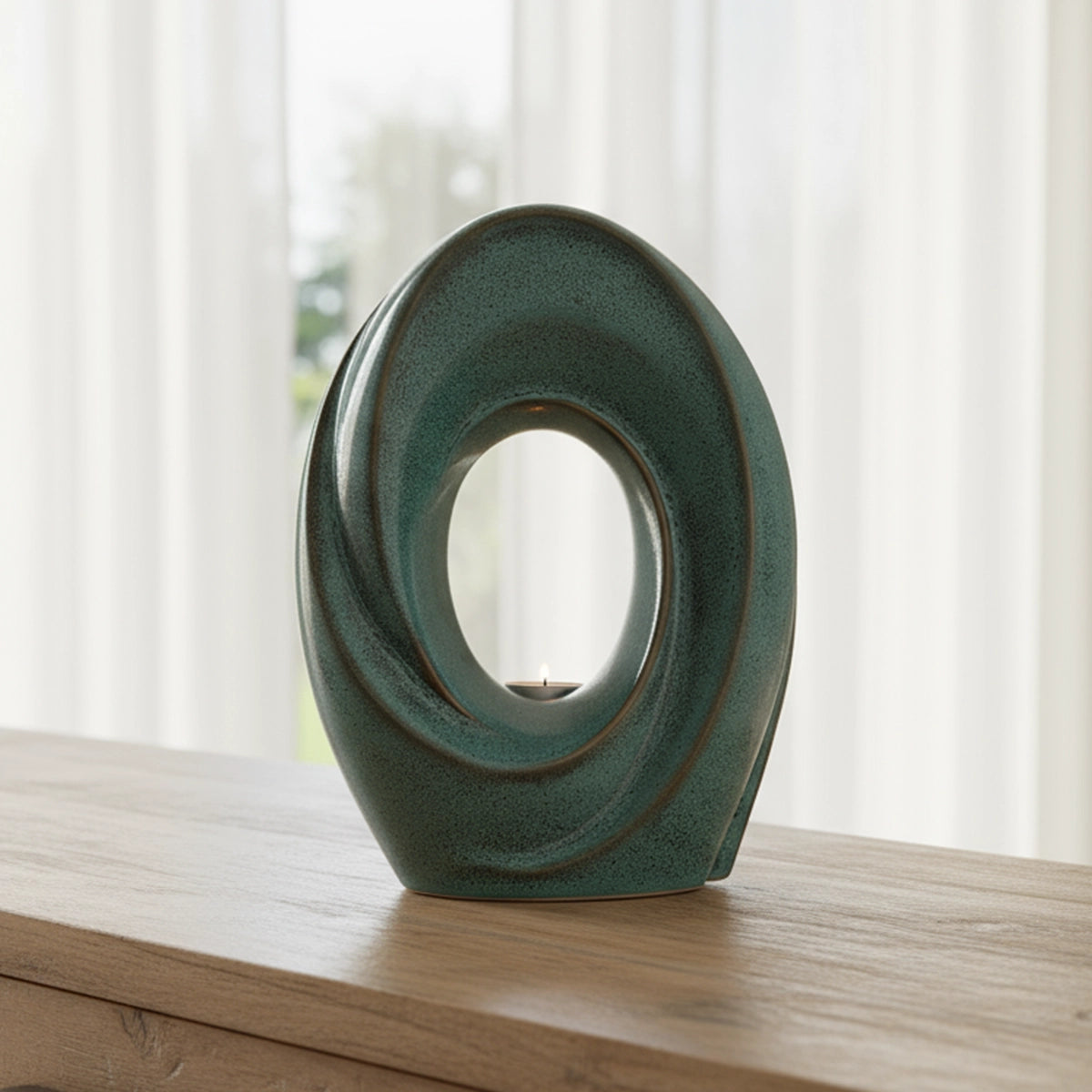 The Passage Adult Cremation Urn for Ashes in Oily Green