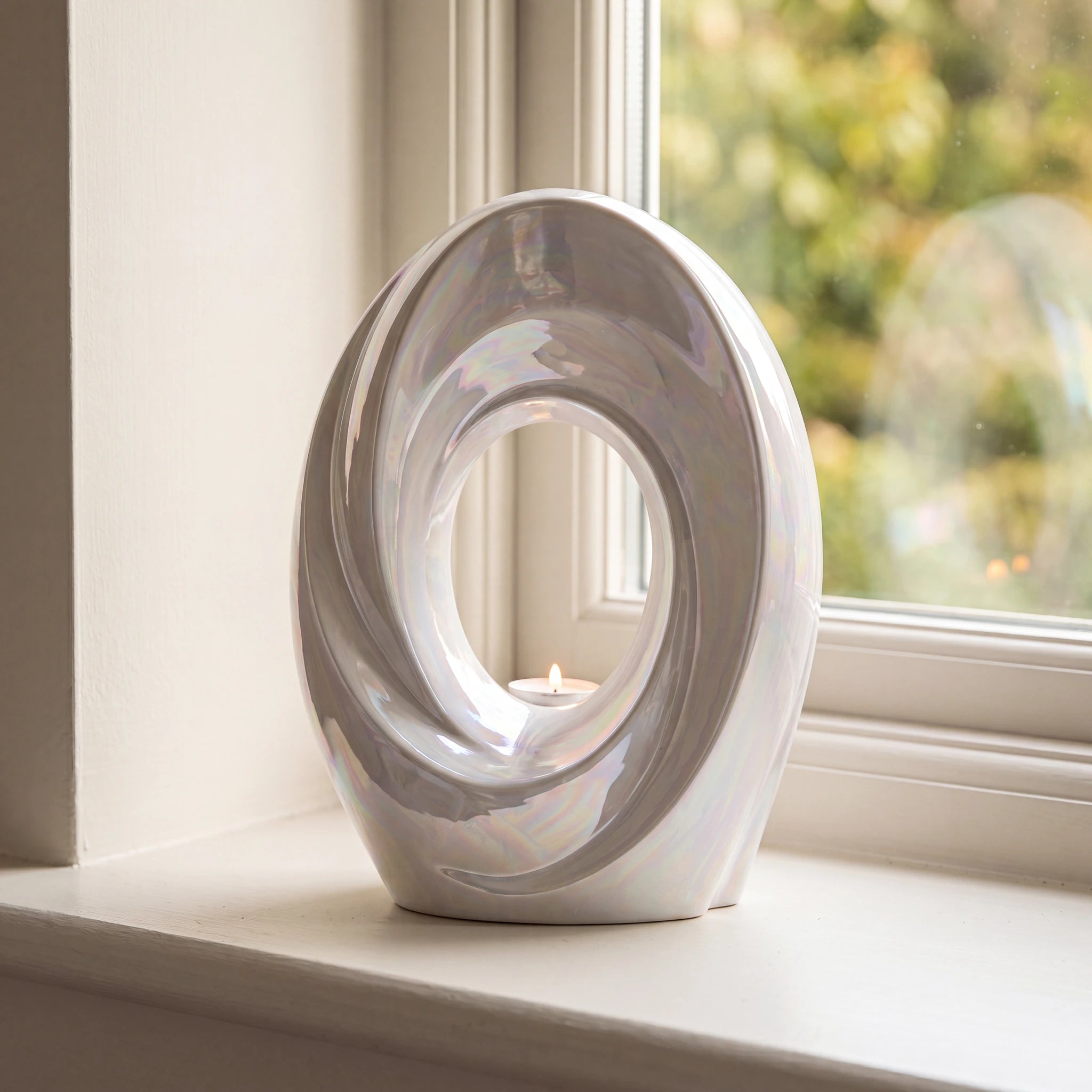 The Passage Adult Cremation Urn for Ashes in Pearlescent White