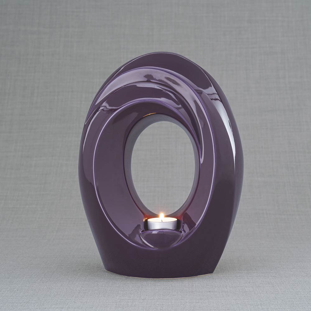 The Passage Adult Urn for Ashes Purple Back View Dark Background