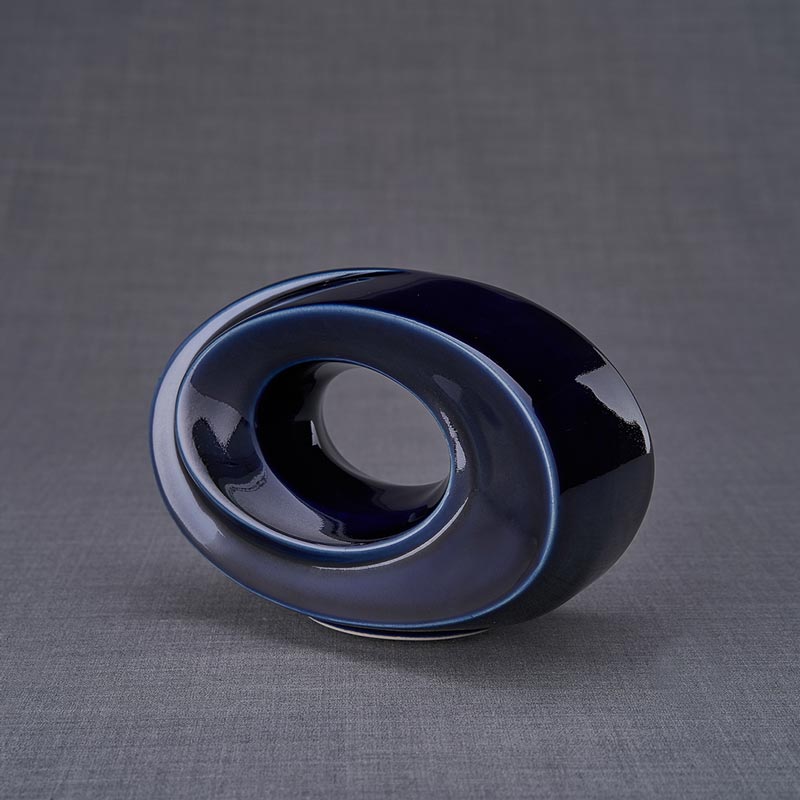 The Passage Ashes Keepsake Urn in Metallic Blue Left View
